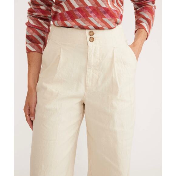 Marine Layer Flora High Waisted Wide Leg Trouser Pants Parchment Ecru Size 10 - Picture 4 of 16